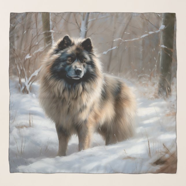Keeshond Let It Snow Christmas Scarf (Front)