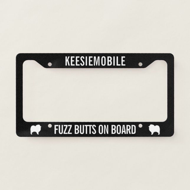Keeshond Lover's Keesiemobile Fuzz Butts on Board License Plate Frame (Front)