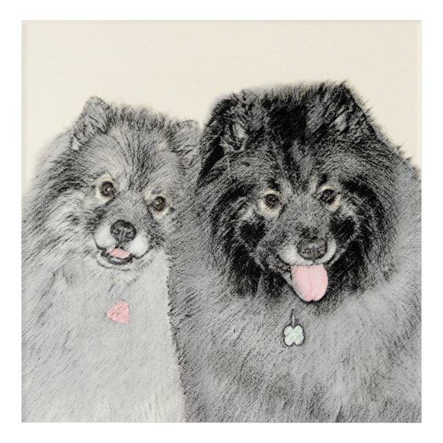 Keeshond Mom and Son Painting - Original Dog Art (Front)