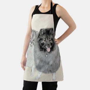 Keeshond Mom and Son Painting - Original Dog Art Apron
