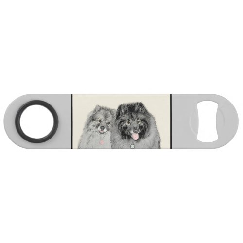 Keeshond Mom and Son Painting _ Original Dog Art Bar Key