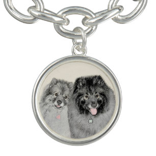Keeshond Mom and Son Painting - Original Dog Art Bracelet