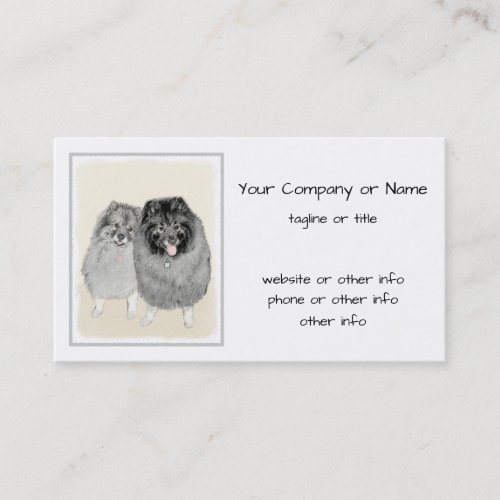 Keeshond Mom and Son Painting _ Original Dog Art Calling Card
