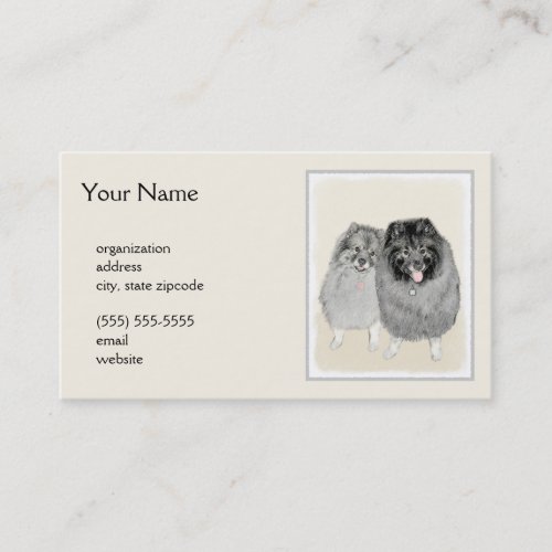 Keeshond Mom and Son Painting _ Original Dog Art Calling Card