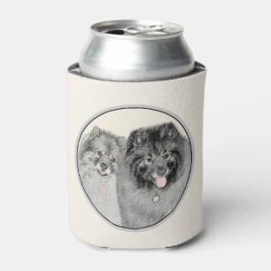 Keeshond Mom and Son Painting - Original Dog Art Can Cooler