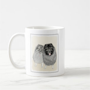 Keeshond Mom and Son Painting - Original Dog Art Coffee Mug