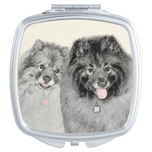 Keeshond Mom and Son Painting _ Original Dog Art Compact Mirror