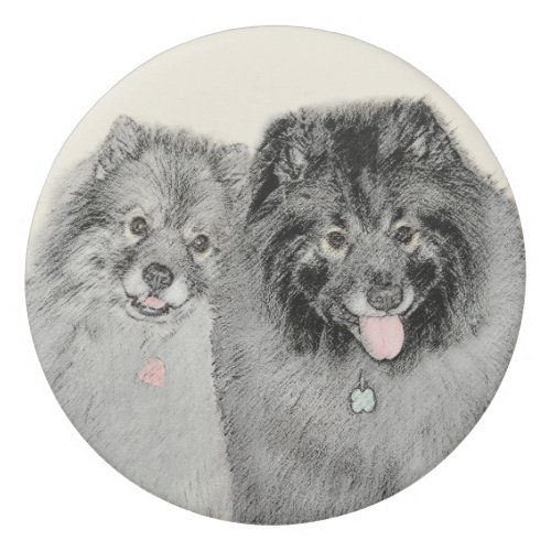 Keeshond Mom and Son Painting _ Original Dog Art Eraser