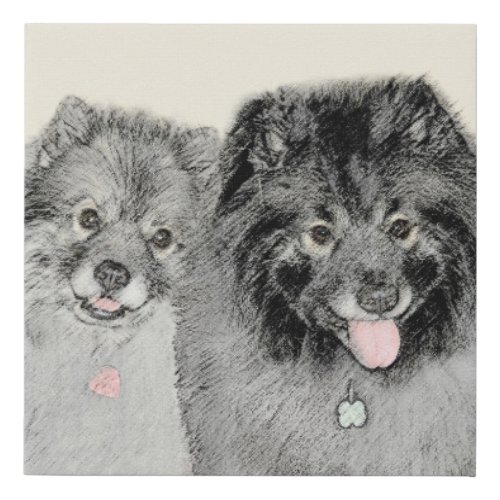 Keeshond Mom and Son Painting _ Original Dog Art Faux Canvas Print