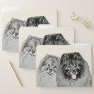 Keeshond Mom and Son Painting - Original Dog Art File Folder