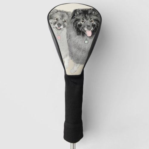 Keeshond Mom and Son Painting _ Original Dog Art Golf Head Cover