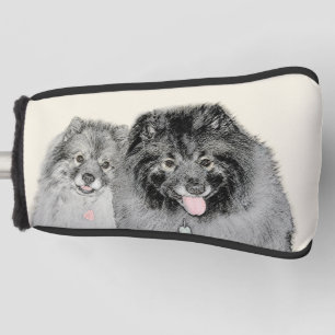 Keeshond Mom and Son Painting - Original Dog Art Golf Head Cover