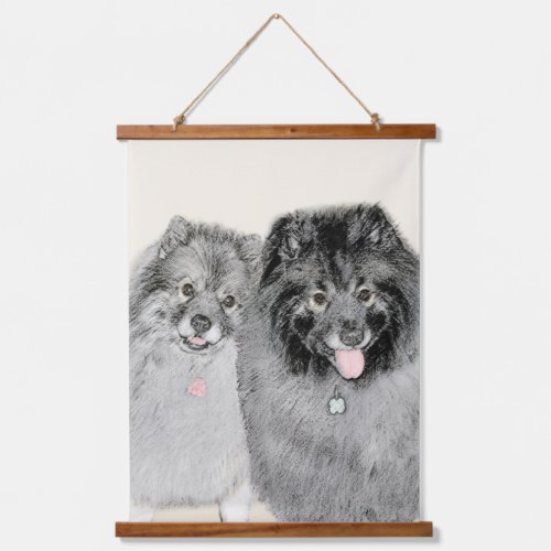 Keeshond Mom and Son Painting _ Original Dog Art Hanging Tapestry