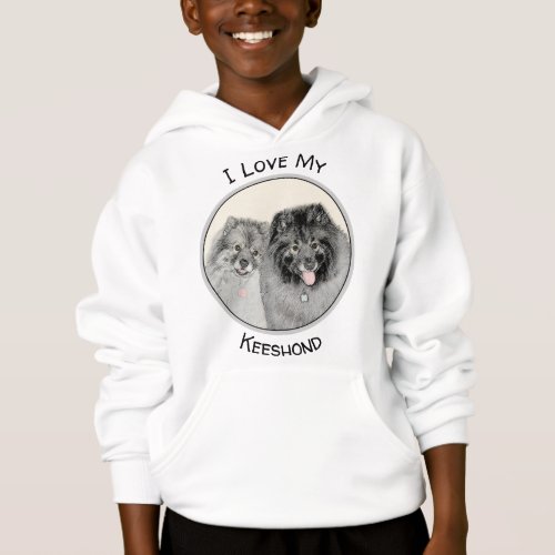 Keeshond Mom and Son Painting _ Original Dog Art Hoodie