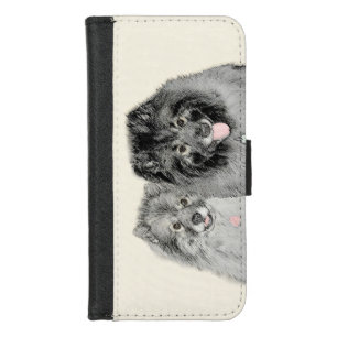 Keeshond Mom and Son Painting - Original Dog Art iPhone 8/7 Wallet Case