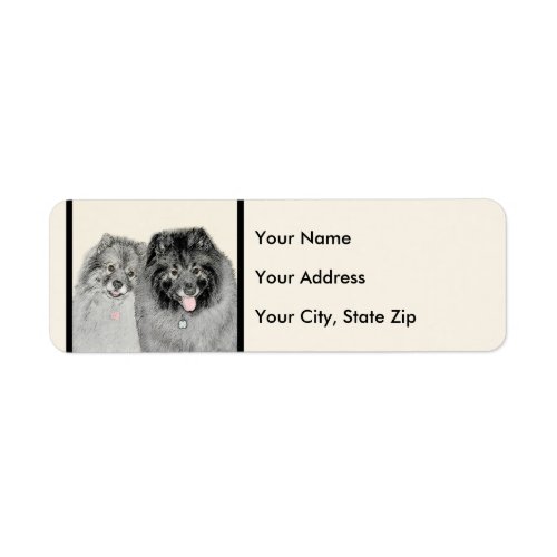 Keeshond Mom and Son Painting _ Original Dog Art Label