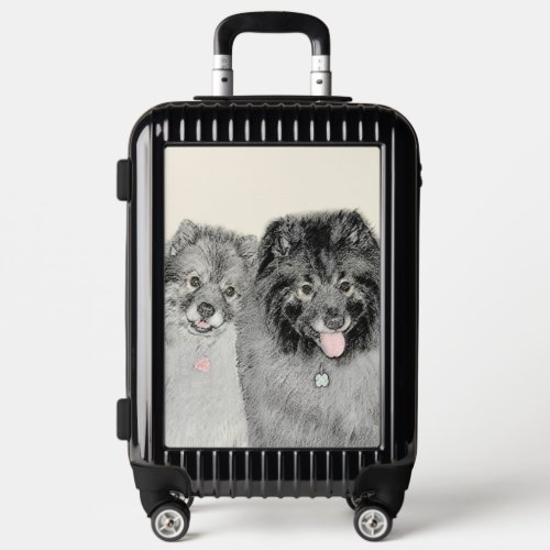 Keeshond Mom and Son Painting _ Original Dog Art Luggage