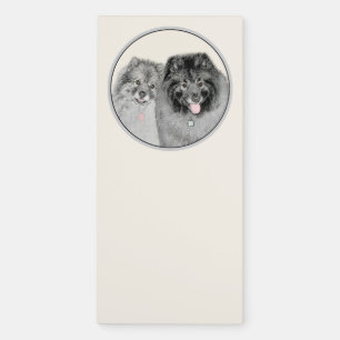 Keeshond Mom and Son Painting - Original Dog Art Magnetic Notepad