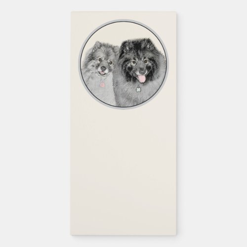 Keeshond Mom and Son Painting _ Original Dog Art Magnetic Notepad