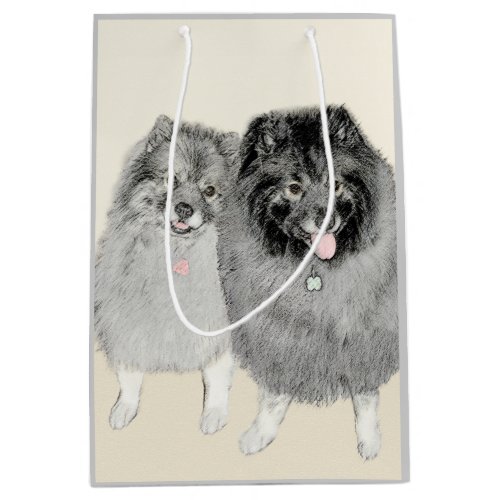 Keeshond Mom and Son Painting _ Original Dog Art Medium Gift Bag