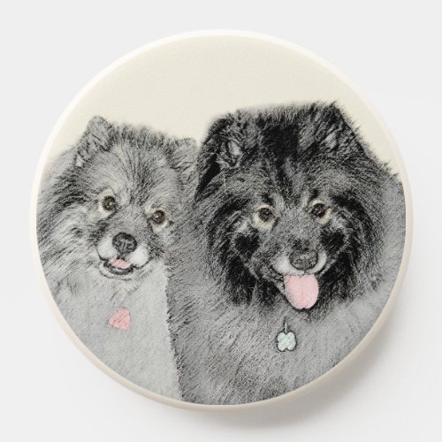 Keeshond Mom and Son Painting _ Original Dog Art PopSocket