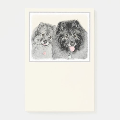 Keeshond Mom and Son Painting _ Original Dog Art Post_it Notes