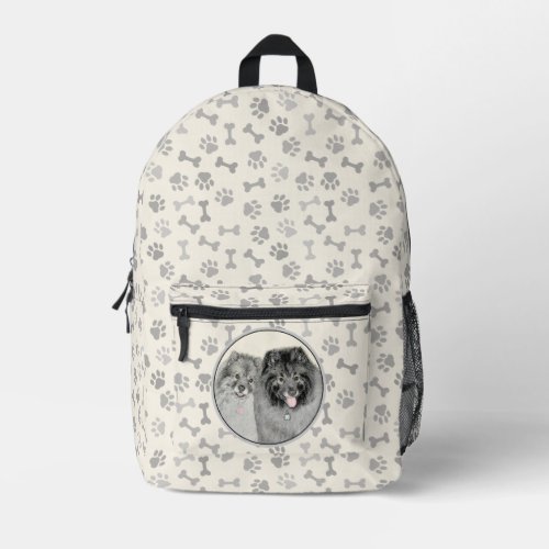 Keeshond Mom and Son Painting _ Original Dog Art Printed Backpack