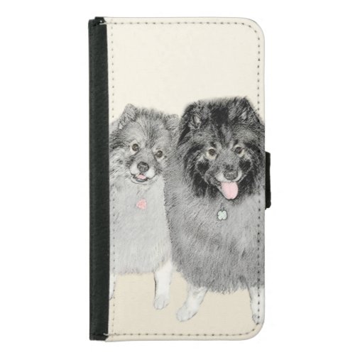 Keeshond Mom and Son Painting _ Original Dog Art Samsung Galaxy S5 Wallet Case