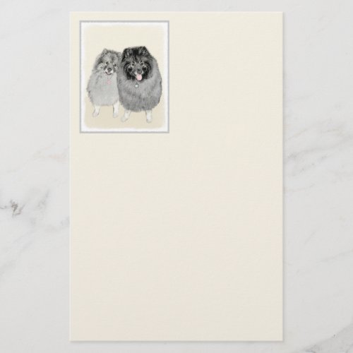 Keeshond Mom and Son Painting _ Original Dog Art Stationery