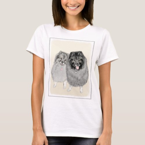 Keeshond Mom and Son Painting _ Original Dog Art T_Shirt