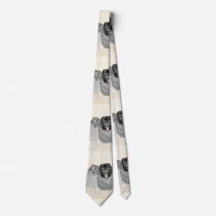 Keeshond Mom and Son Painting - Original Dog Art Tie
