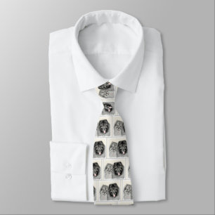 Keeshond Mom and Son Painting - Original Dog Art Tie