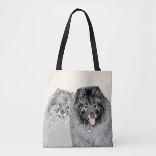 Keeshond Mom and Son Painting _ Original Dog Art Tote Bag