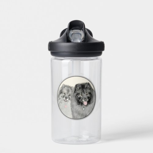 Keeshond Mom and Son Painting _ Original Dog Art Water Bottle