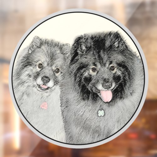 Keeshond Mom and Son Painting _ Original Dog Art Window Cling