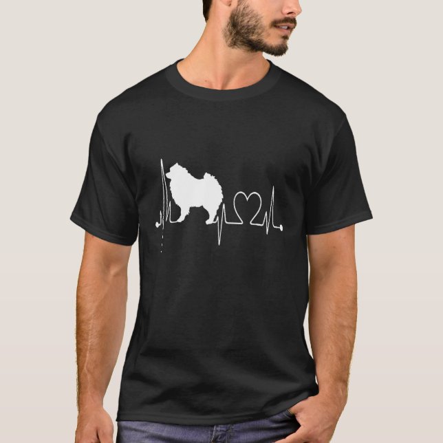 Keeshond My Heartbeat EKG Funny Dogs My Cardio Dog T-Shirt (Front)