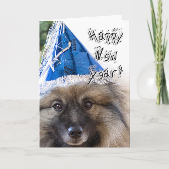 Keeshond New Year greeting card (Front)