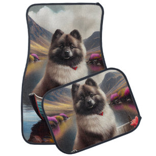 Keeshond on a Paddle: A Scenic Adventure Car Floor Mat