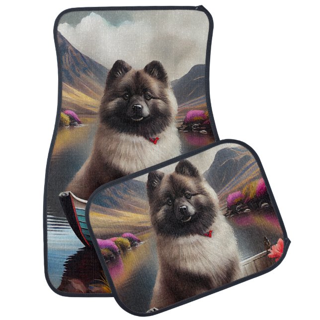 Keeshond on a Paddle: A Scenic Adventure Car Floor Mat (Set)