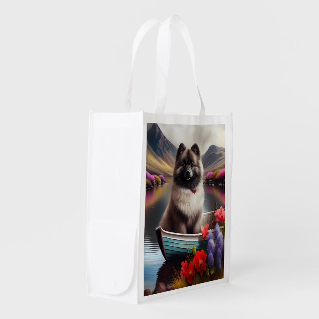 Keeshond on a Paddle: A Scenic Adventure Grocery Bag (Front Side)