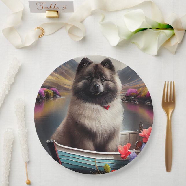 Keeshond on a Paddle: A Scenic Adventure Paper Plates (Wedding)