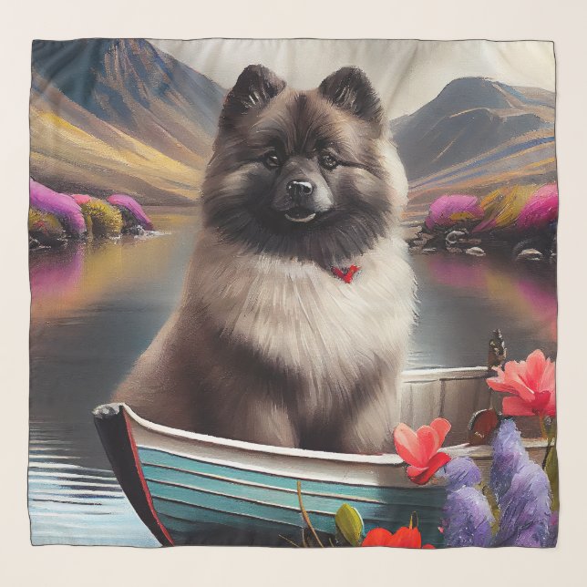Keeshond on a Paddle: A Scenic Adventure Scarf (Front)