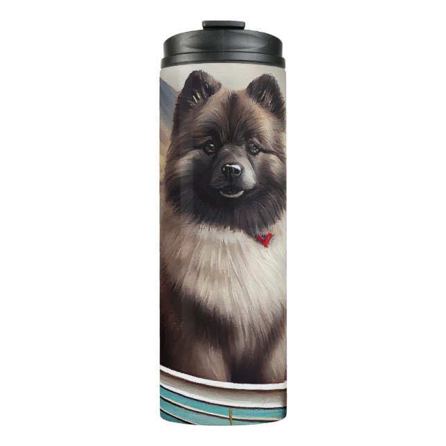Keeshond on a Paddle: A Scenic Adventure Thermal Tumbler (Front)
