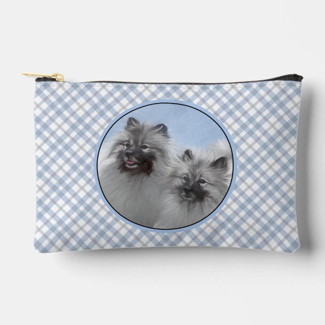 Keeshond Painting 2 Keeshonden Original Dog Art Accessory Pouch (Front)