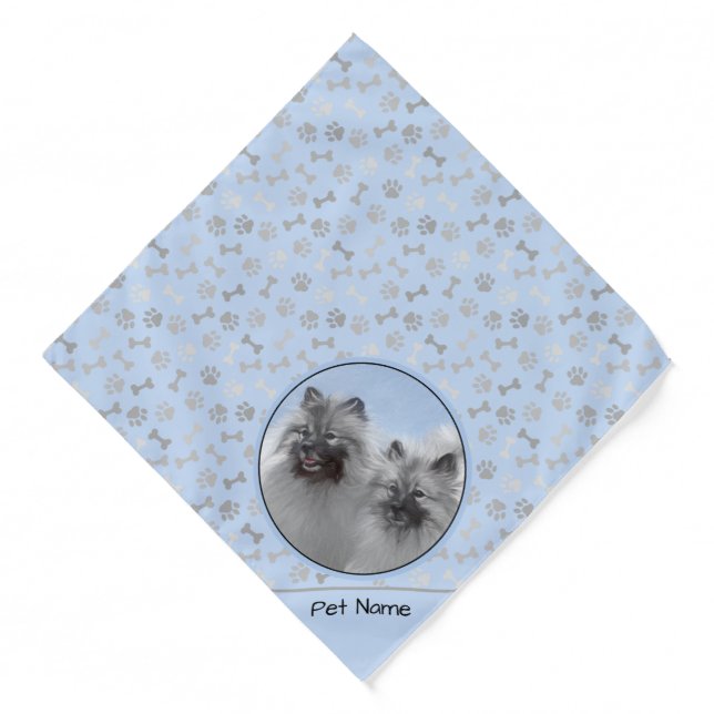 Keeshond Painting 2 Keeshonden Original Dog Art Bandana (Front)