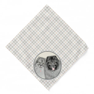 Keeshond Painting 2 Keeshonden Original Dog Art Bandana