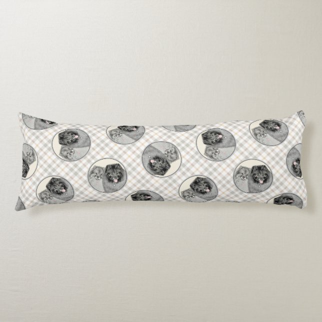 Keeshond Painting 2 Keeshonden Original Dog Art Body Pillow (Front)