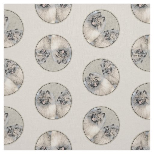 Keeshond Painting 2 Keeshonden Original Dog Art Fabric