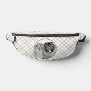 Keeshond Painting 2 Keeshonden Original Dog Art Fanny Pack