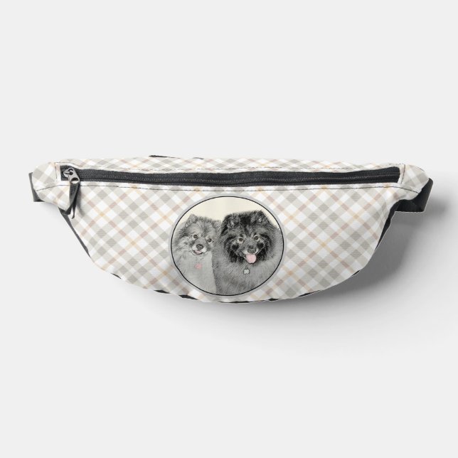Keeshond Painting 2 Keeshonden Original Dog Art Fanny Pack (Lay Down)